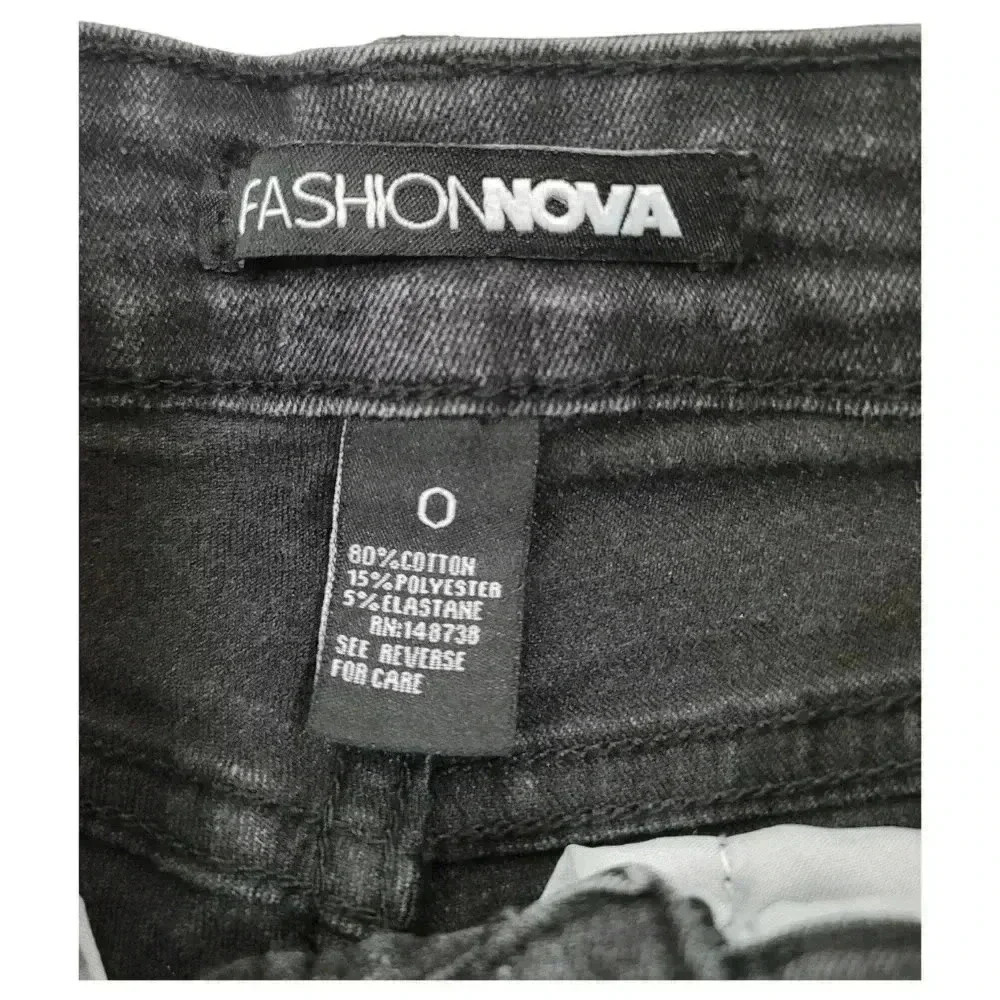 Fashion Nova High Waisted Black Wash Skinny Jeans Stretchy Sexy Denim Size 0 - Picture 5 of 9